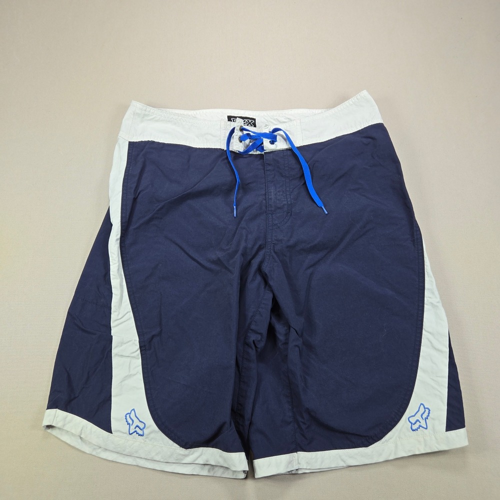 Fox Racing Board Shorts Surf Athletic Colorblock Navy Blue White Mens Size 32
